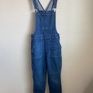 Madewell Skinny Denim Overalls With Raw Hem